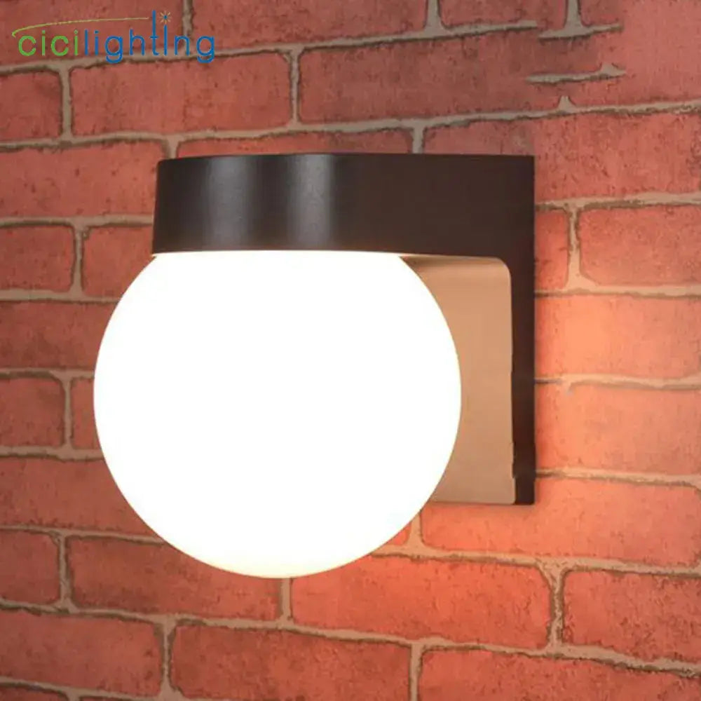 Modern black & white globe wall lamp outdoor porch light