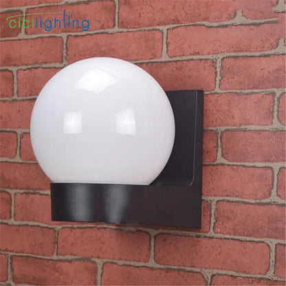 Modern black & white globe wall lamp outdoor porch light