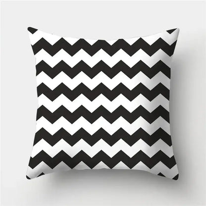 Modern black white & gold geometric stripes pillowcase living room