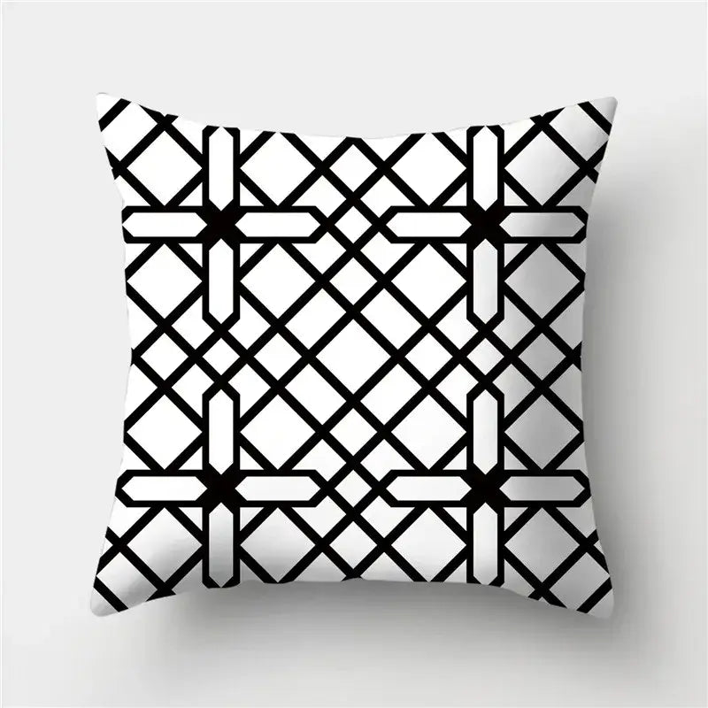 Modern black white & gold geometric stripes pillowcase living room