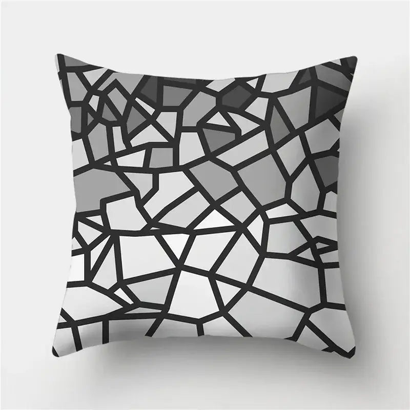 Modern black white & gold geometric stripes pillowcase living room