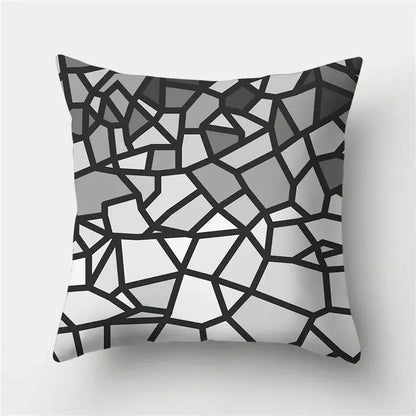 Modern black white & gold geometric stripes pillowcase living room