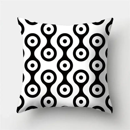Modern black white & gold geometric stripes pillowcase living room