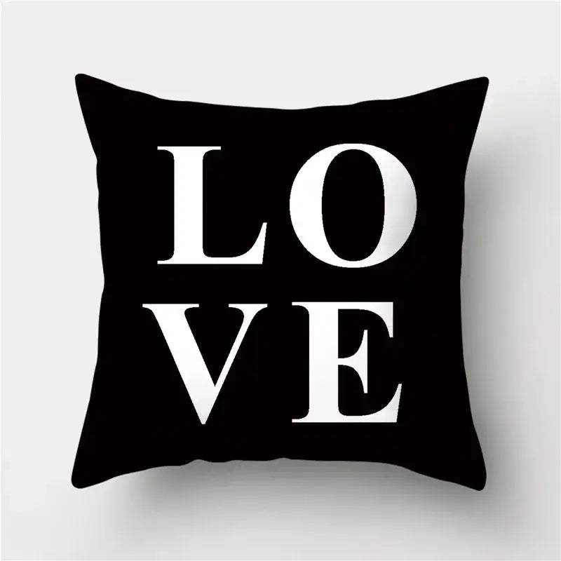 Modern black white & gold geometric stripes pillowcase living room