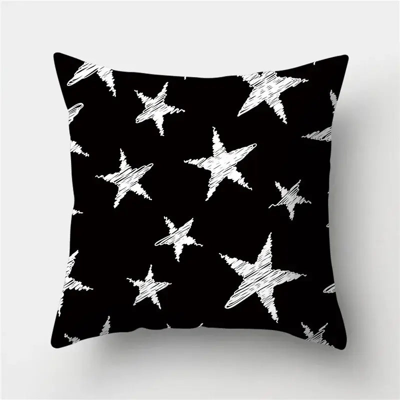 Modern black white & gold geometric stripes pillowcase living room