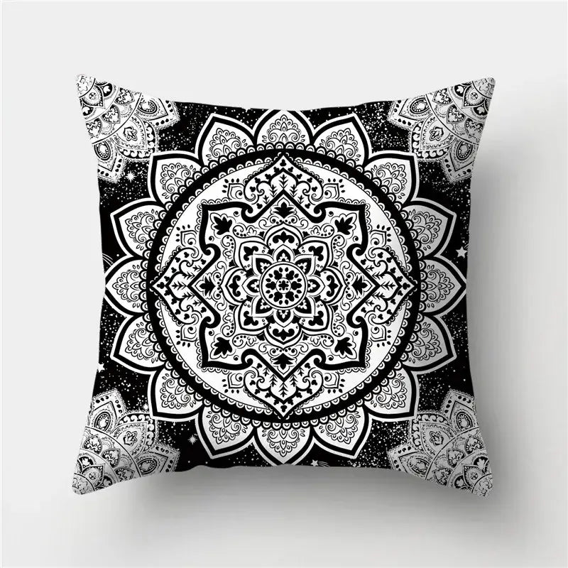 Modern black white & gold geometric stripes pillowcase living room