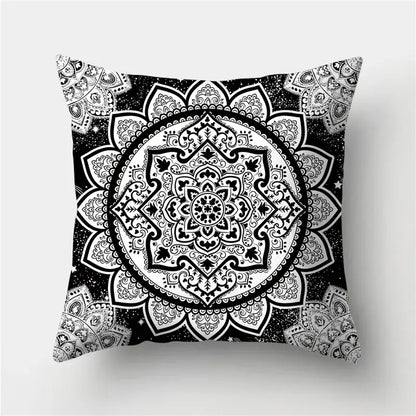 Modern black white & gold geometric stripes pillowcase living room