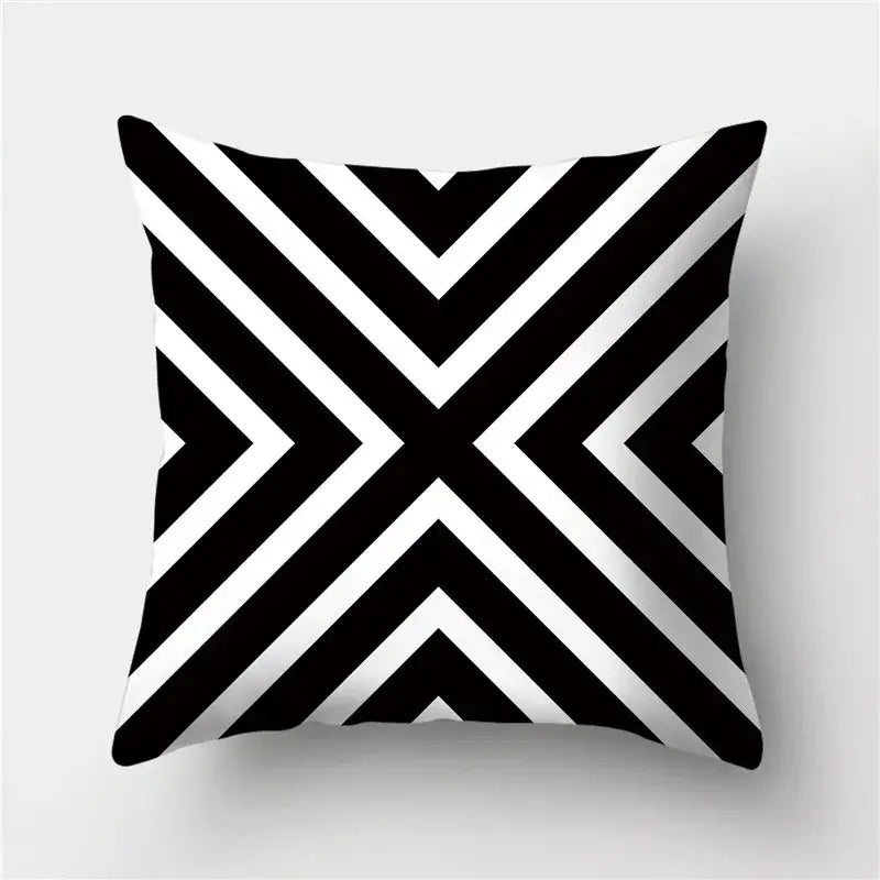 Modern black white & gold geometric stripes pillowcase living room