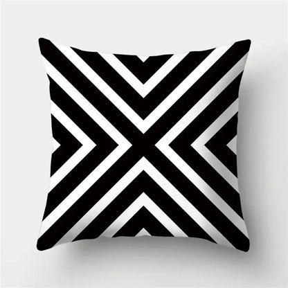 Modern black white & gold geometric stripes pillowcase living room