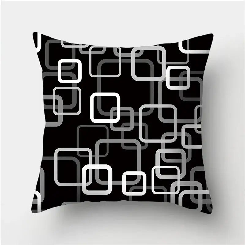 Modern black white & gold geometric stripes pillowcase living room