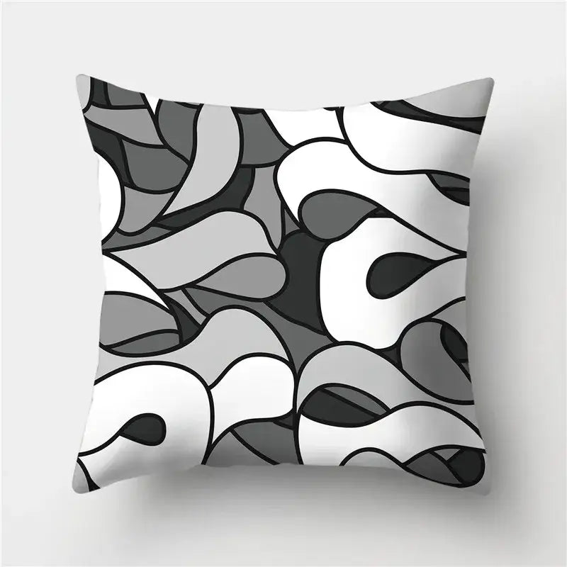 Modern black white & gold geometric stripes pillowcase living room