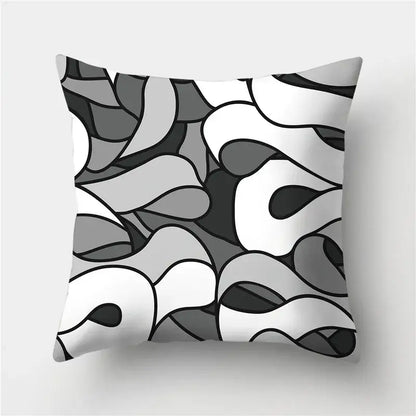 Modern black white & gold geometric stripes pillowcase living room