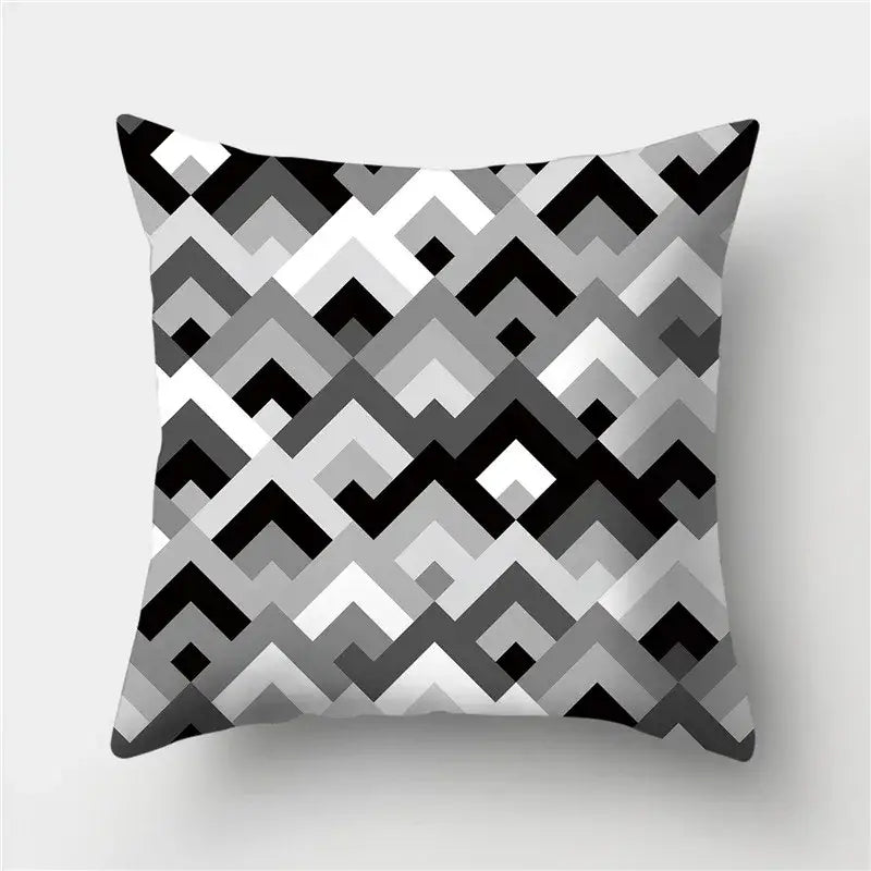 Modern black white & gold geometric stripes pillowcase living room