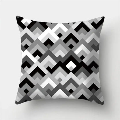 Modern black white & gold geometric stripes pillowcase living room