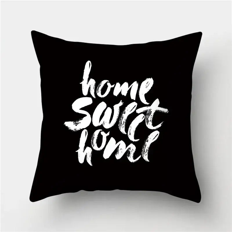 Modern black white & gold geometric stripes pillowcase living room