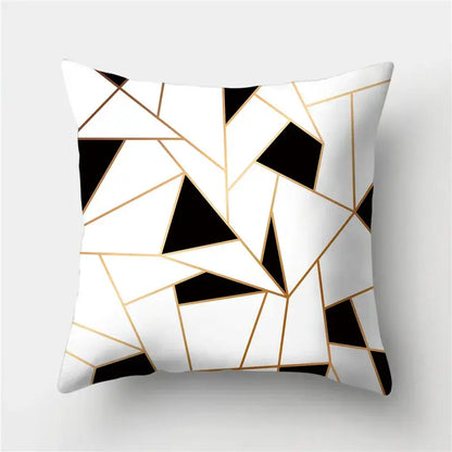 Modern black white & gold geometric stripes pillowcase living room