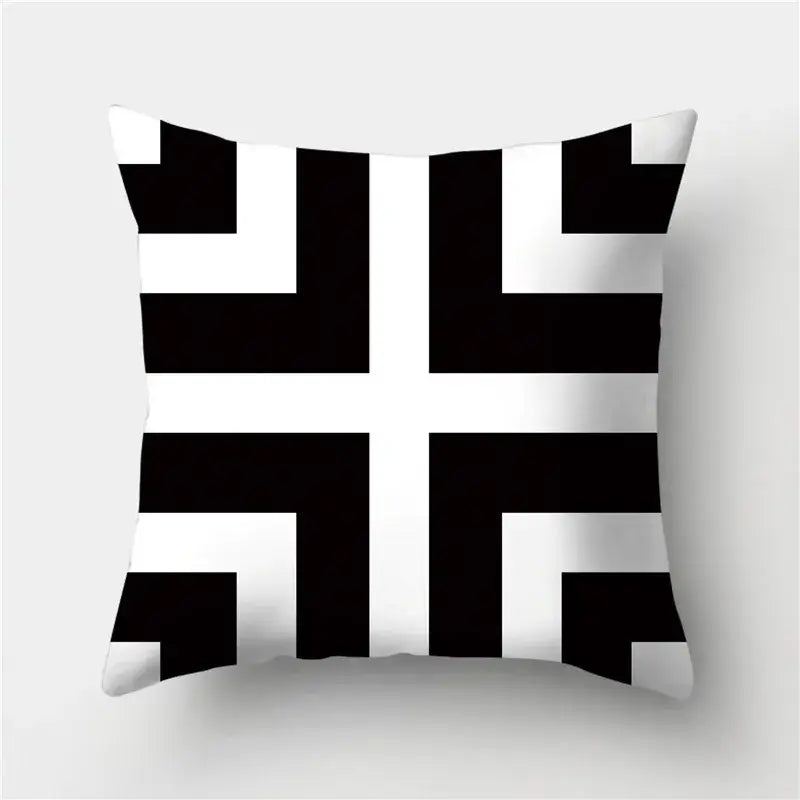 Modern black white & gold geometric stripes pillowcase living room