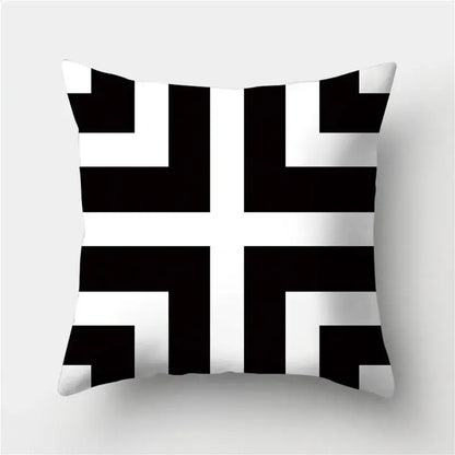 Modern black white & gold geometric stripes pillowcase living room