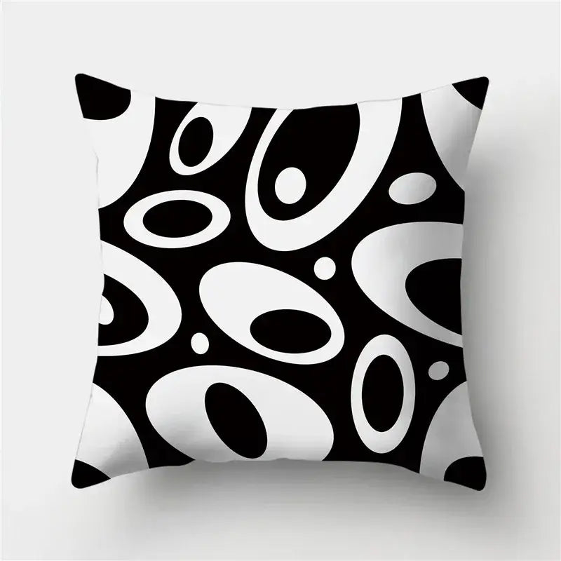 Modern black white & gold geometric stripes pillowcase living room