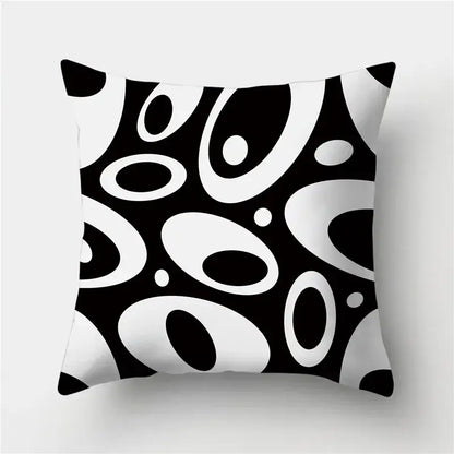 Modern black white & gold geometric stripes pillowcase living room
