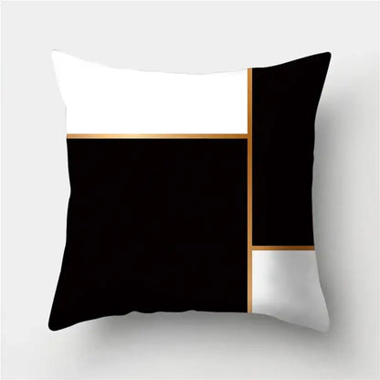 Modern black white & gold geometric stripes pillowcase living room