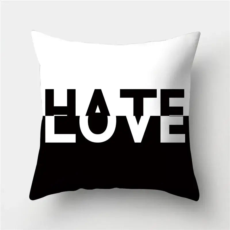 Modern black white & gold geometric stripes pillowcase living room