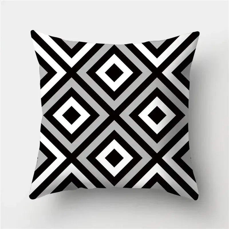 Modern black white & gold geometric stripes pillowcase living room