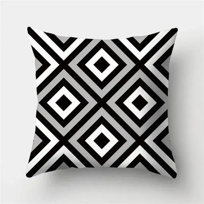Modern black white & gold geometric stripes pillowcase living room