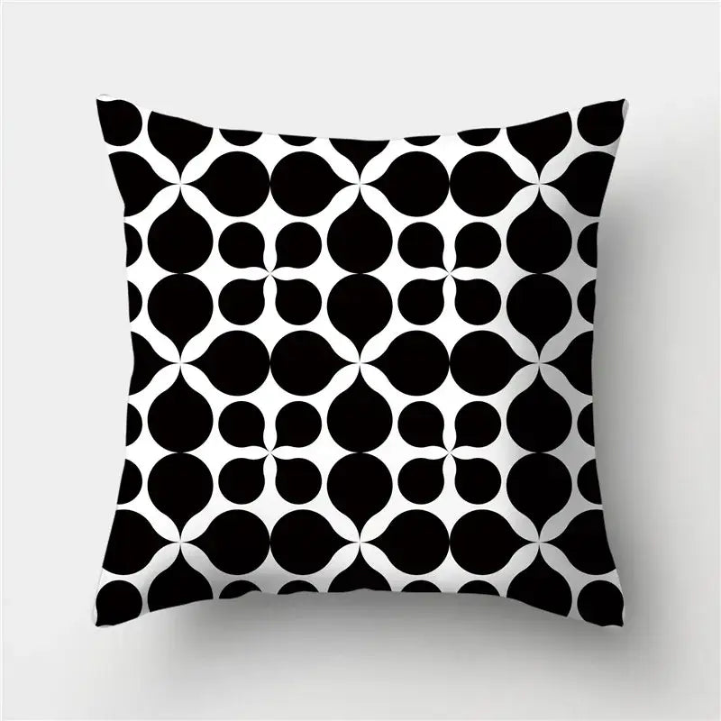 Modern black white & gold geometric stripes pillowcase living room