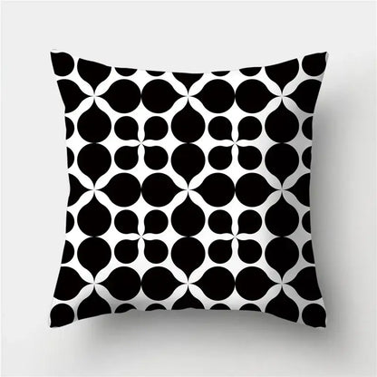 Modern black white & gold geometric stripes pillowcase living room