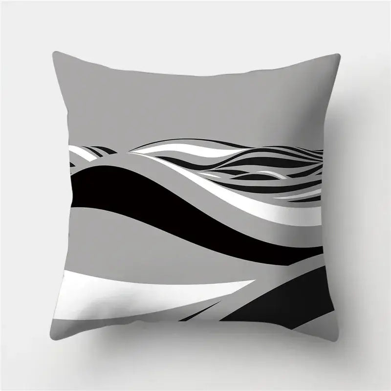 Modern black white & gold geometric stripes pillowcase living room