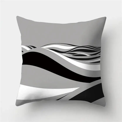 Modern black white & gold geometric stripes pillowcase living room