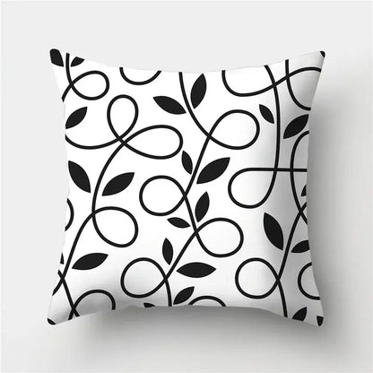 Modern black white & gold geometric stripes pillowcase living room