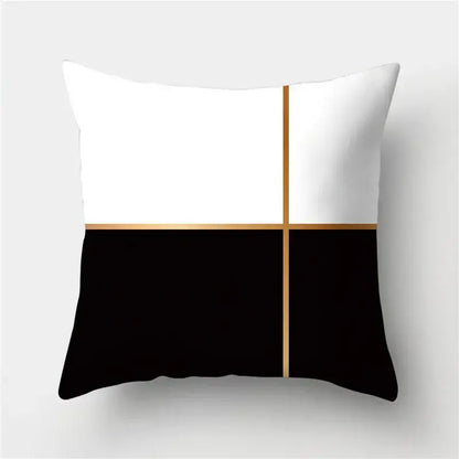 Modern black white & gold geometric stripes pillowcase living room