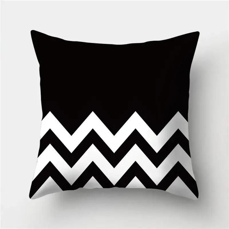 Modern black white & gold geometric stripes pillowcase living room