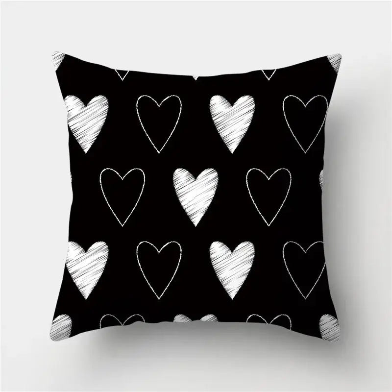 Modern black white & gold geometric stripes pillowcase living room