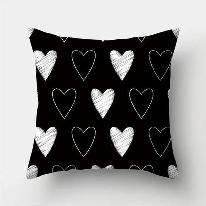 Modern black white & gold geometric stripes pillowcase living room