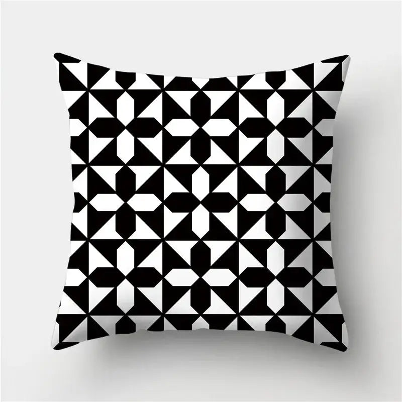 Modern black white & gold geometric stripes pillowcase living room