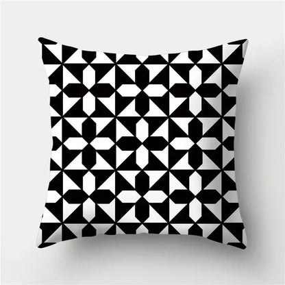 Modern black white & gold geometric stripes pillowcase living room