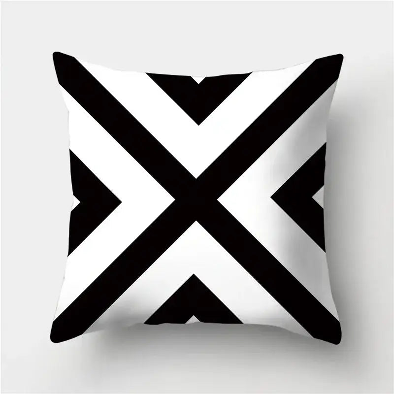 Modern black white & gold geometric stripes pillowcase living room