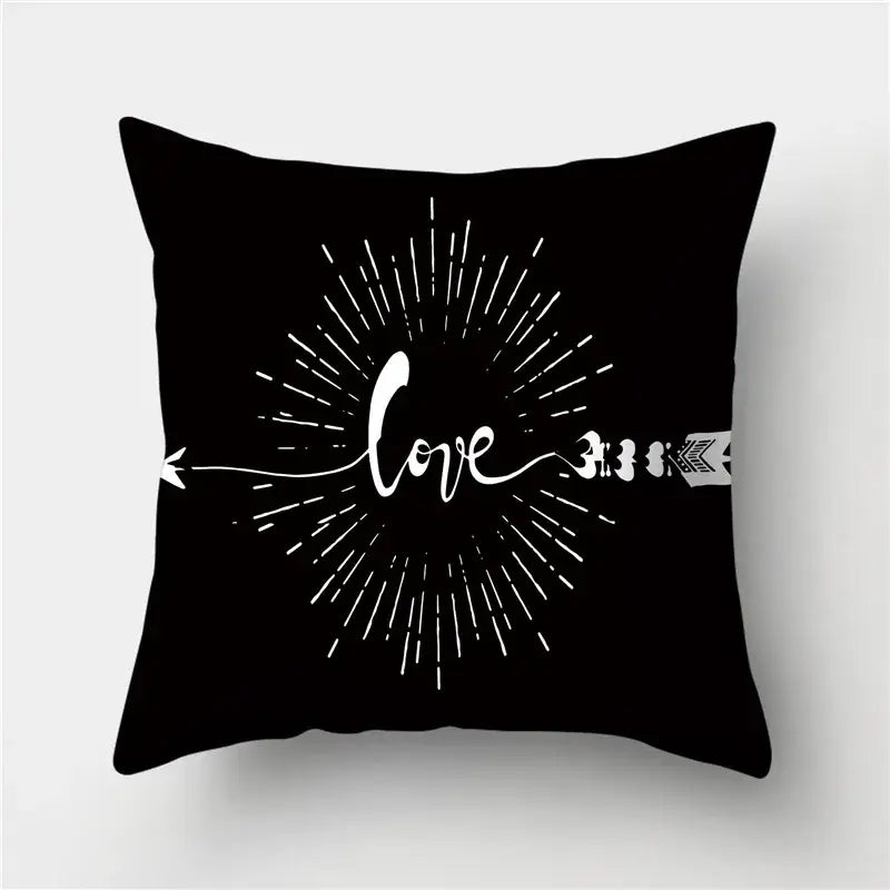 Modern black white & gold geometric stripes pillowcase living room