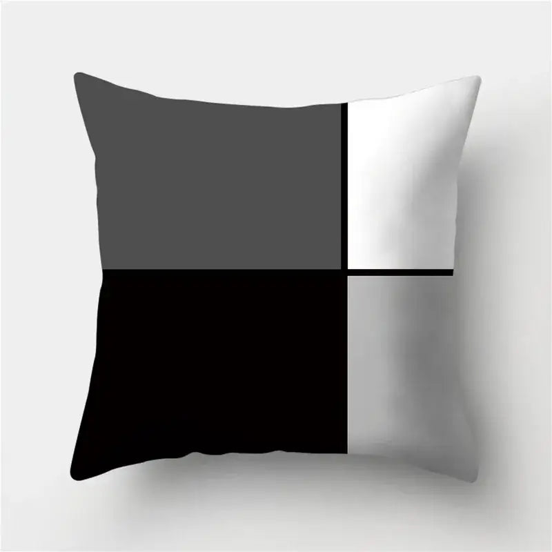 Modern black white & gold geometric stripes pillowcase living room