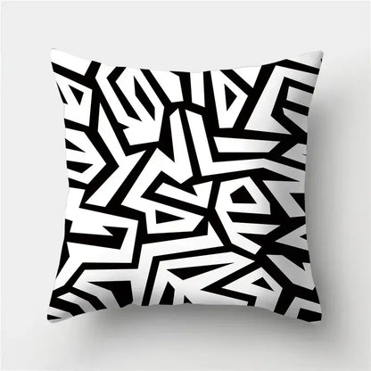 Modern black white & gold geometric stripes pillowcase living room