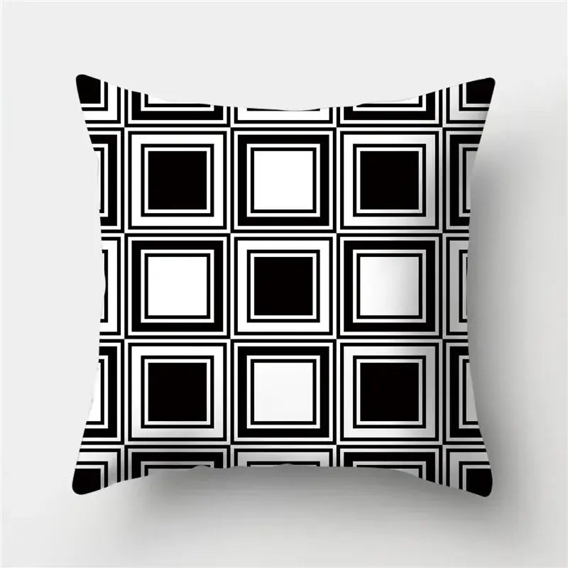 Modern black white & gold geometric stripes pillowcase living room