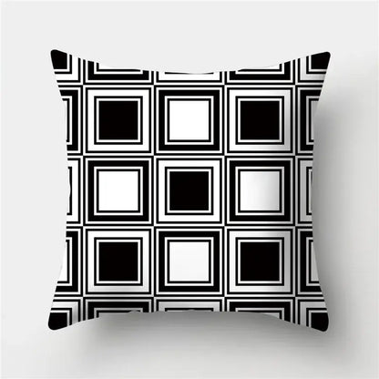 Modern black white & gold geometric stripes pillowcase living room