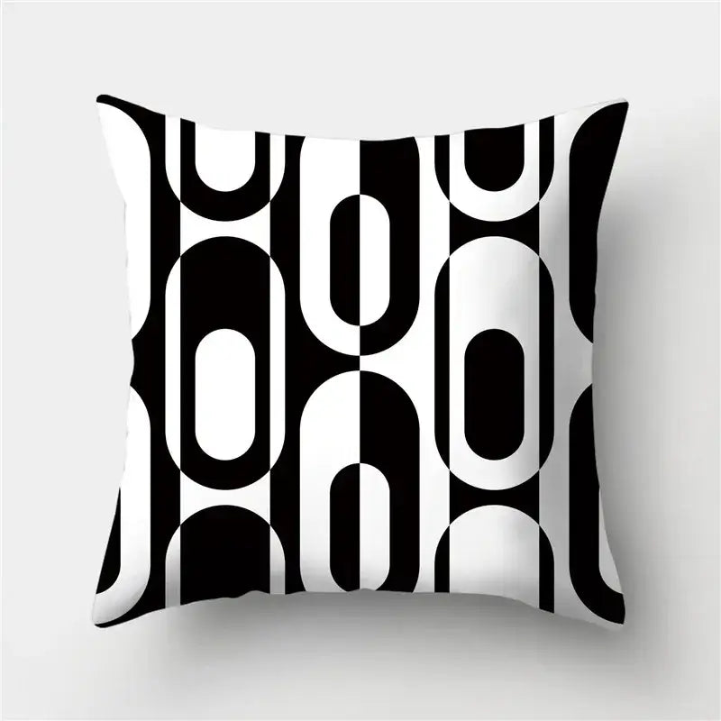 Modern black white & gold geometric stripes pillowcase living room