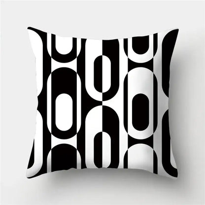 Modern black white & gold geometric stripes pillowcase living room