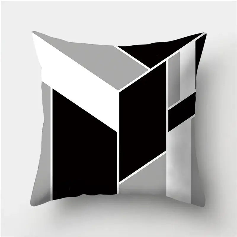 Modern black white & gold geometric stripes pillowcase living room