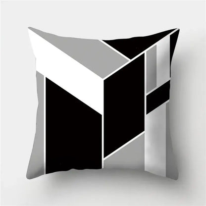 Modern black white & gold geometric stripes pillowcase living room