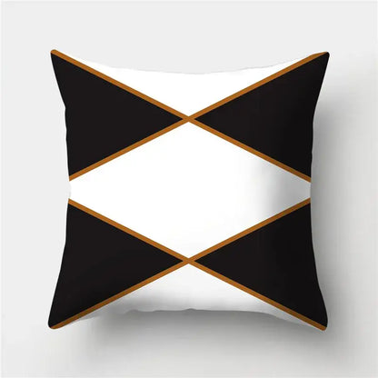 Modern black white & gold geometric stripes pillowcase living room